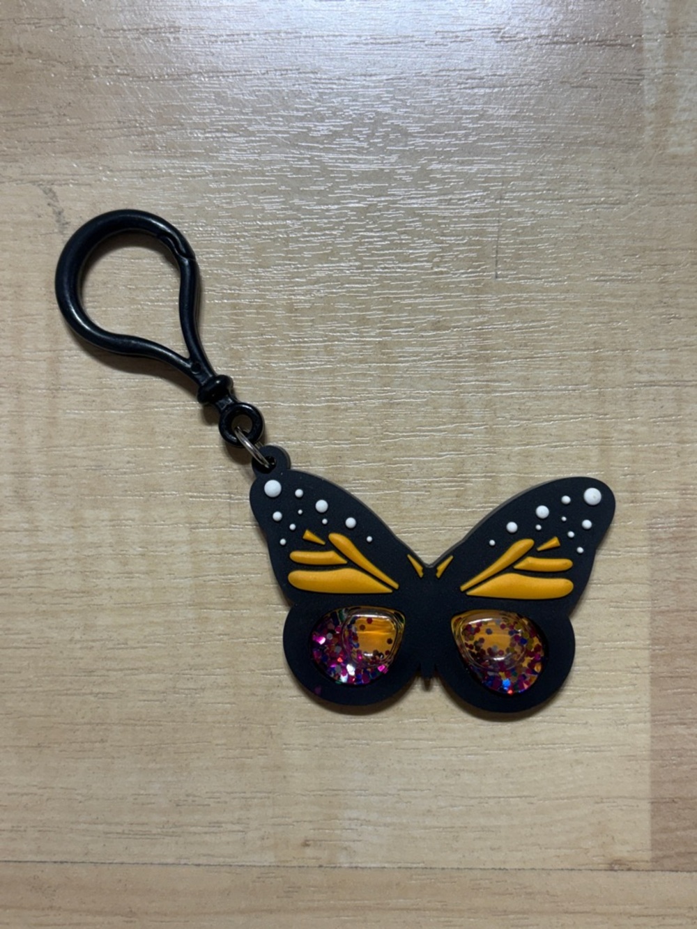Butterfly Keychain Charm for Kids in Black and Yellow